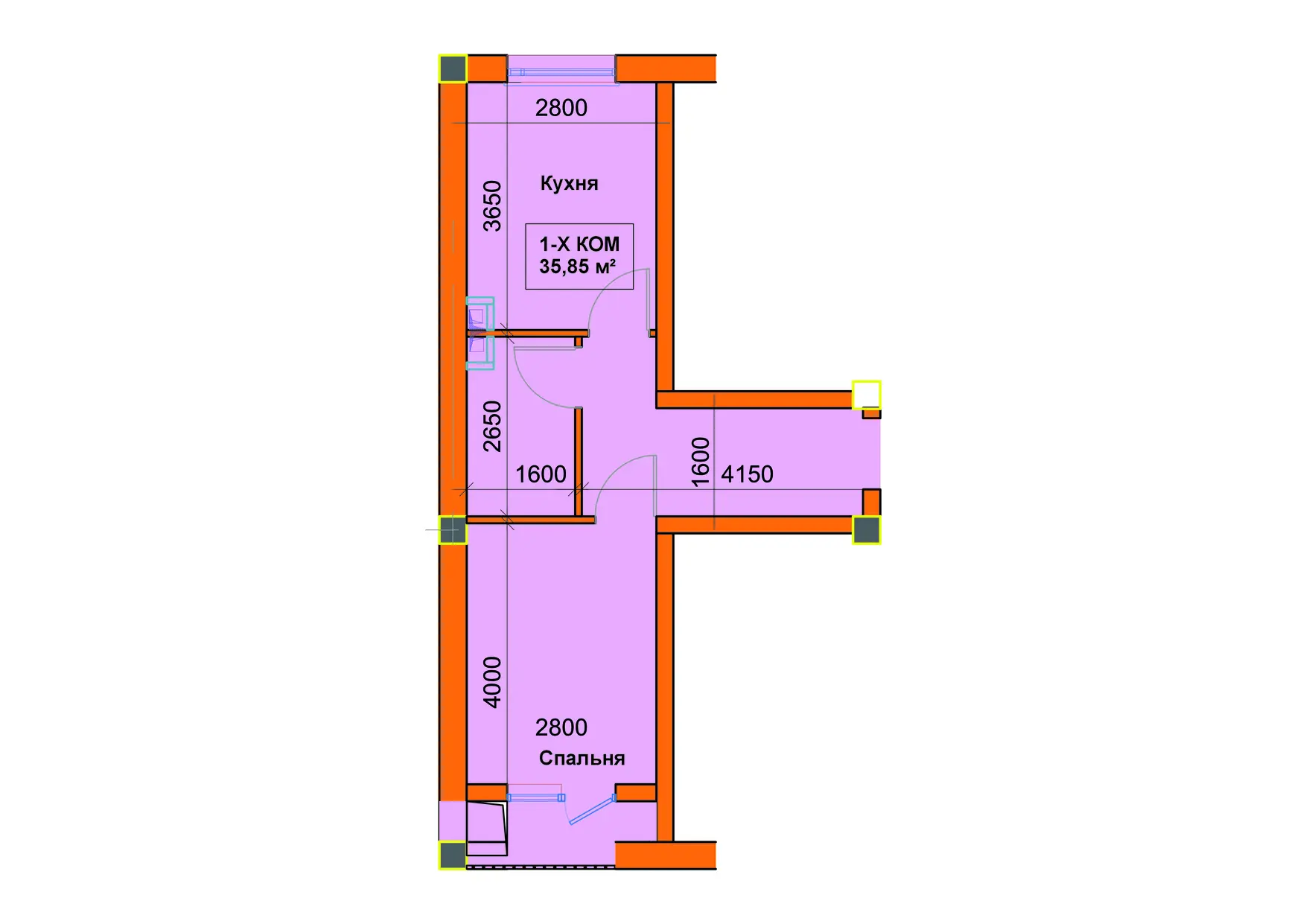 1-комнатная планировка Б