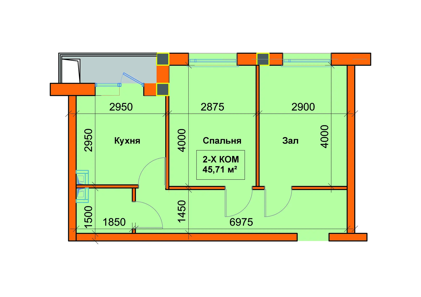 2-комнатная планировка А
